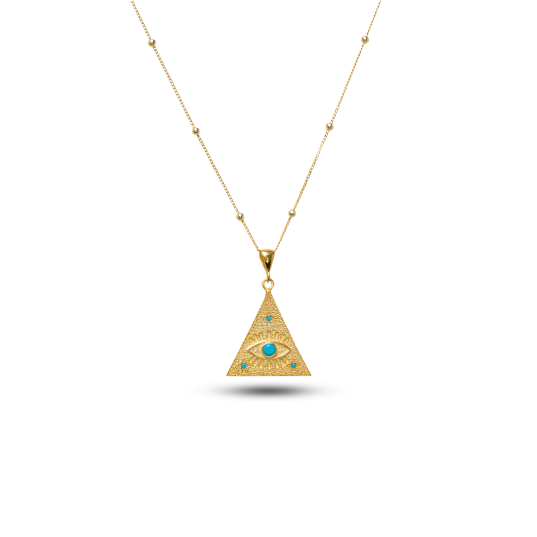 Evil Eye, turquoise, protection, pendant, 925 sterling silver, gold-plated
