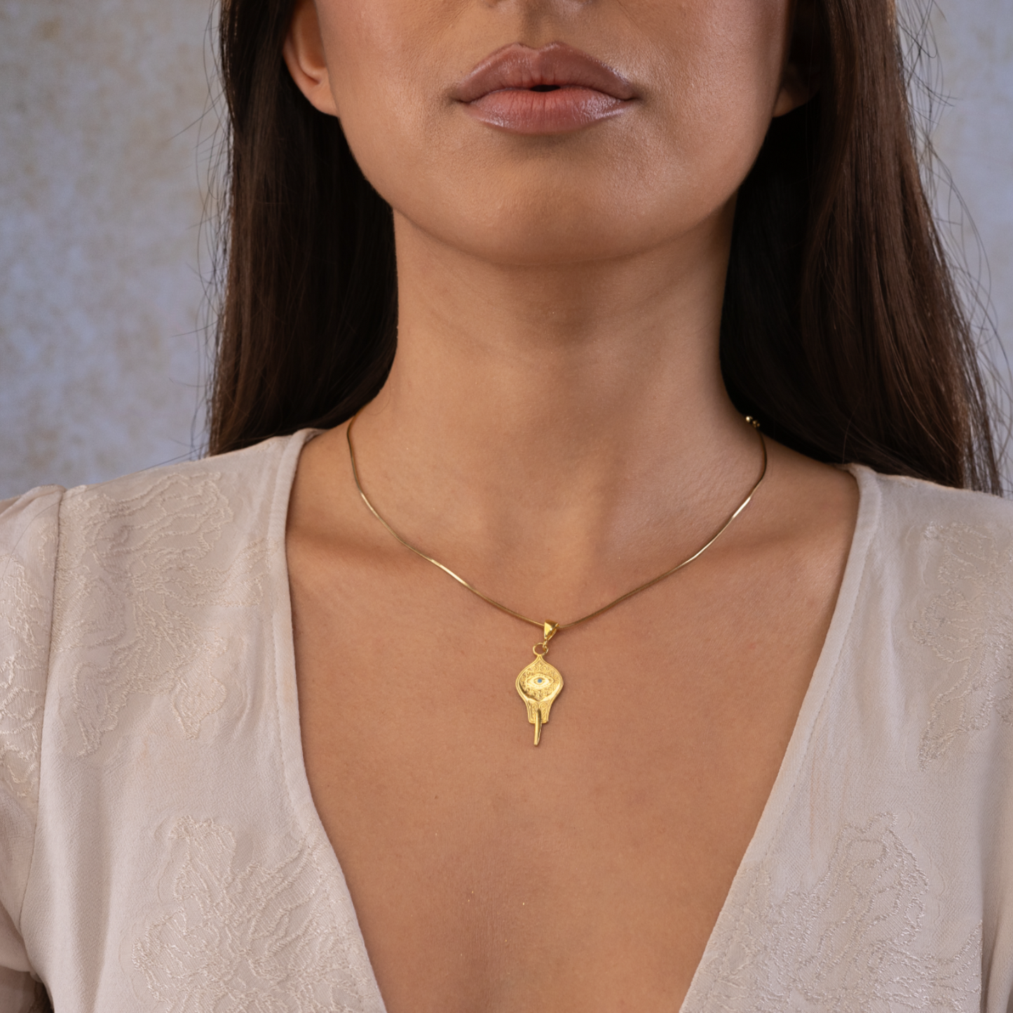 Evil Eye, protection, pendant, turquoise gemstone, 925 sterling silver, gold-plated