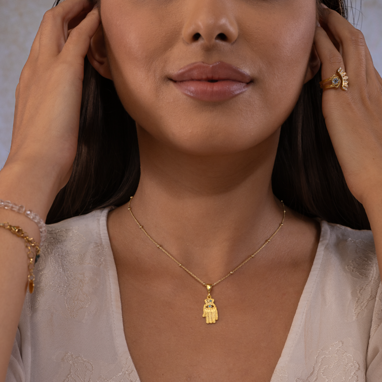 Evil Eye, Hamsa, protection, symbol, pendant, 925 sterling silver, gold-plated