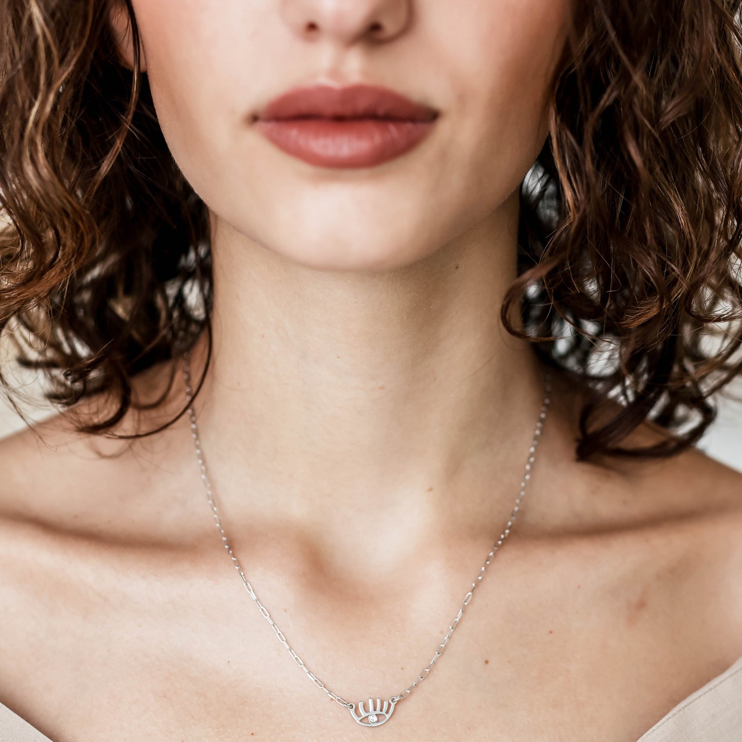 evil eye necklace, swarovski, 925 silver