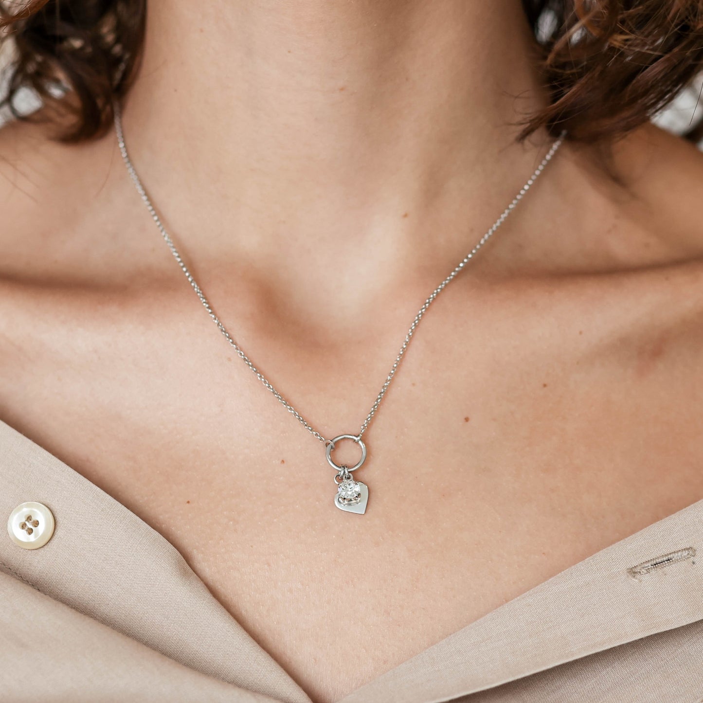 Szív Szimbólum, Swarovski Kristály Nyaklánc Ezüst