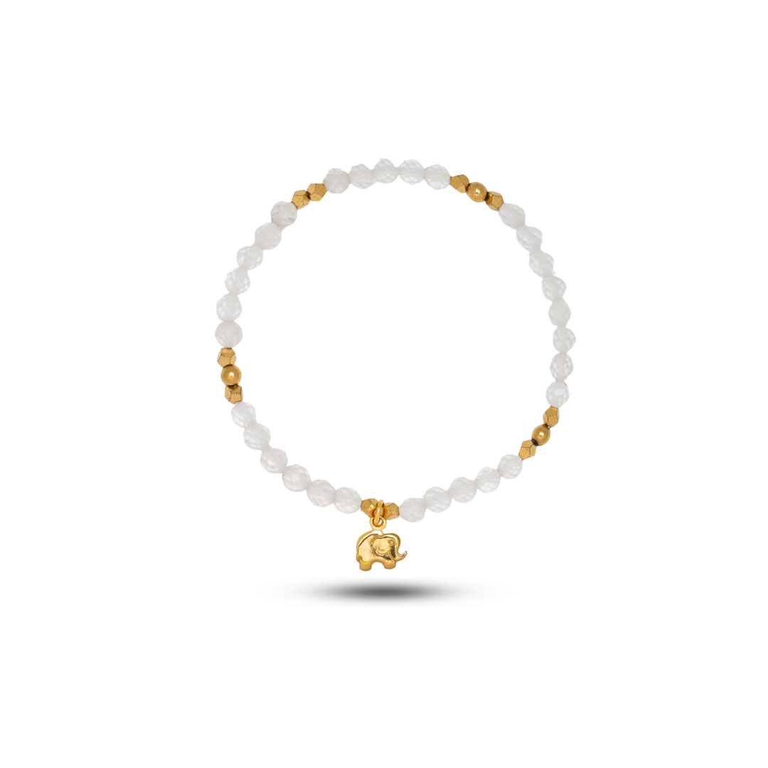 Elephant Symbol Crystal Quartz Bracelet (15 cm)
