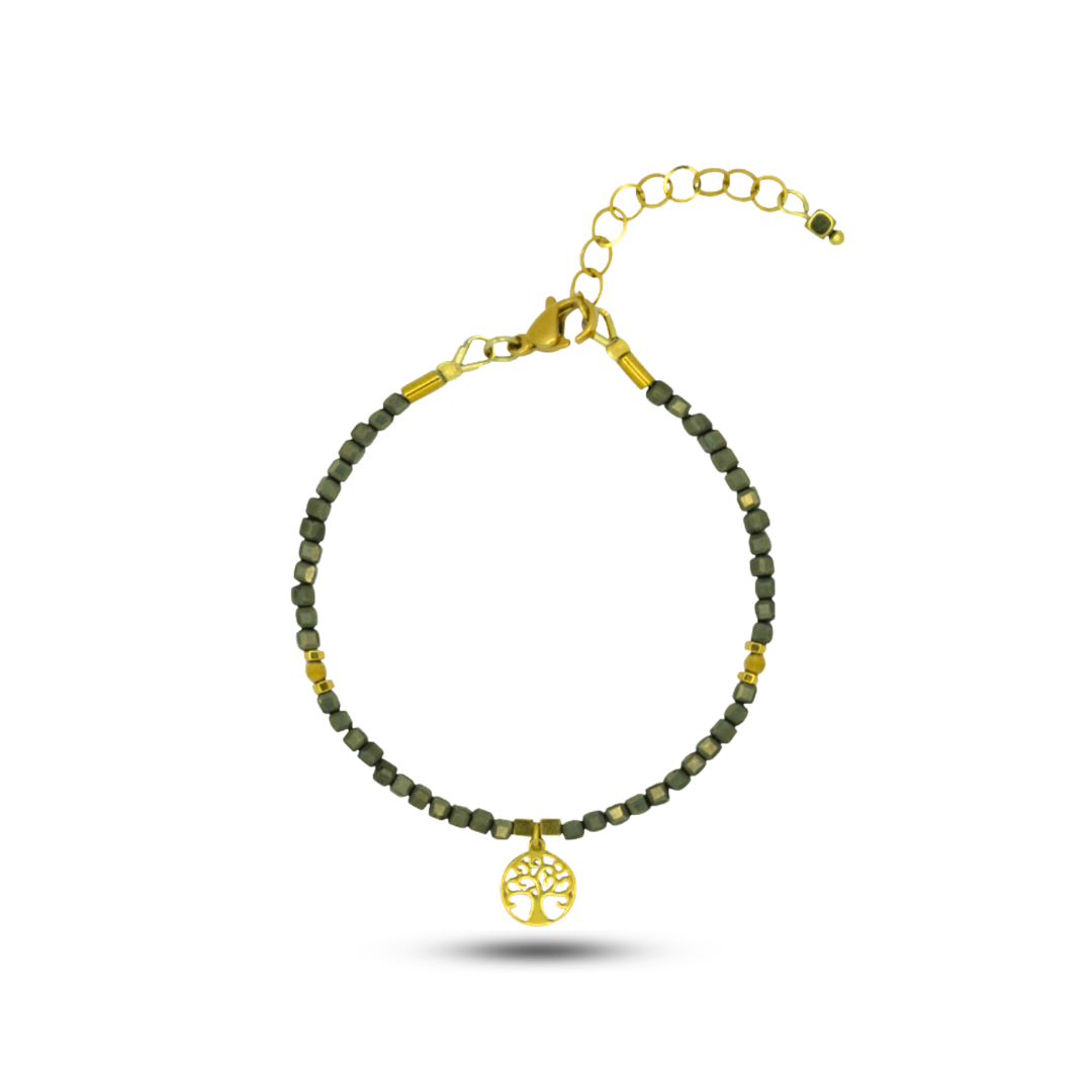 Tree of Life Symbol Pyrite Bracelet