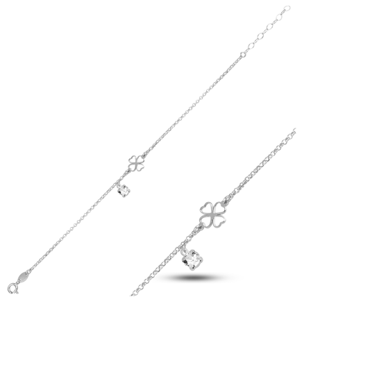 Four Leaf Clover Symbol Bracelet Silver