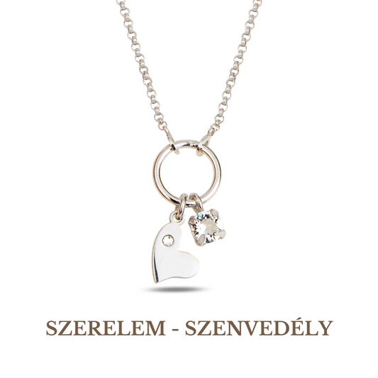 Szív Szimbólum, Swarovski Kristály Nyaklánc Ezüst