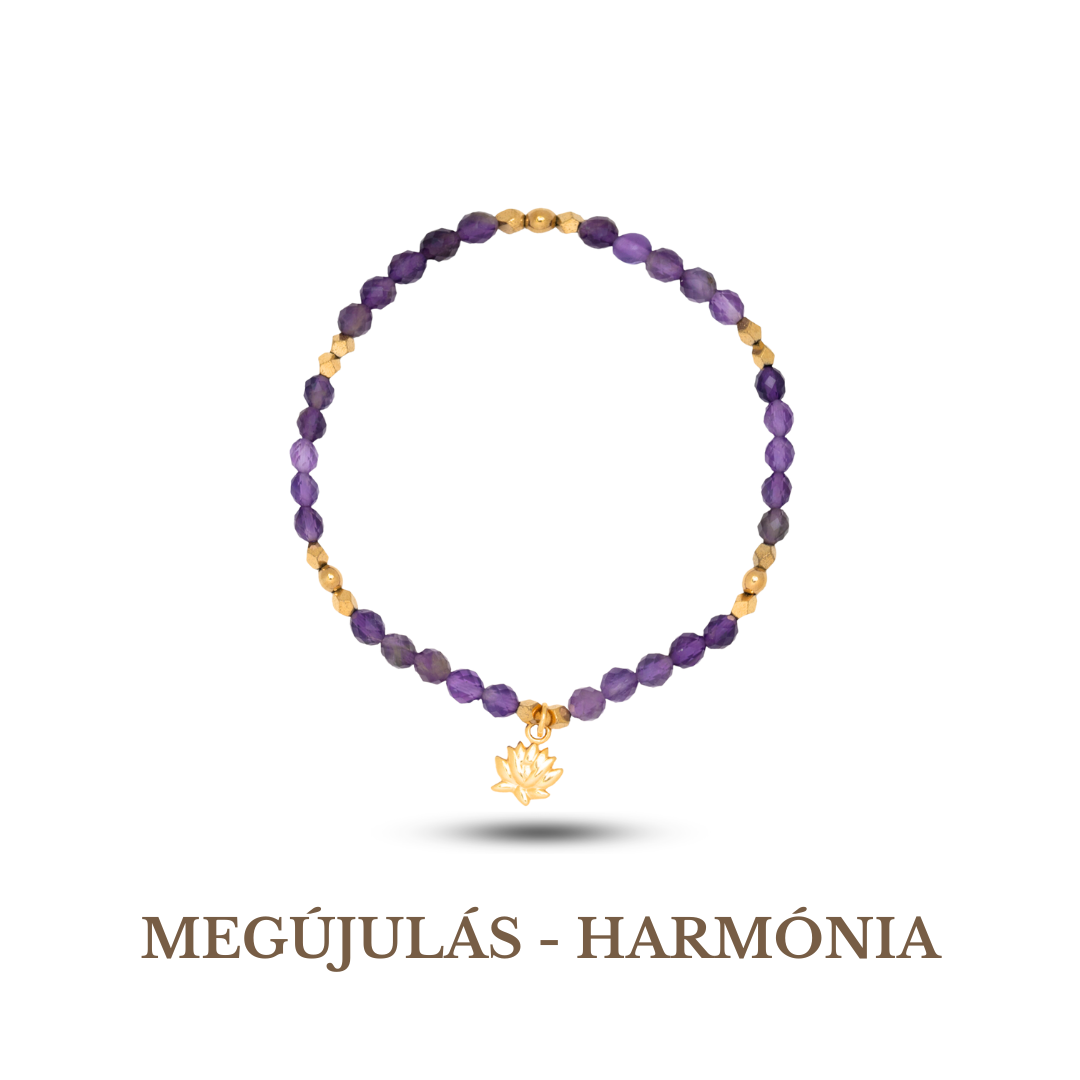 Lotus Symbol Amethyst Bracelet (17 cm)