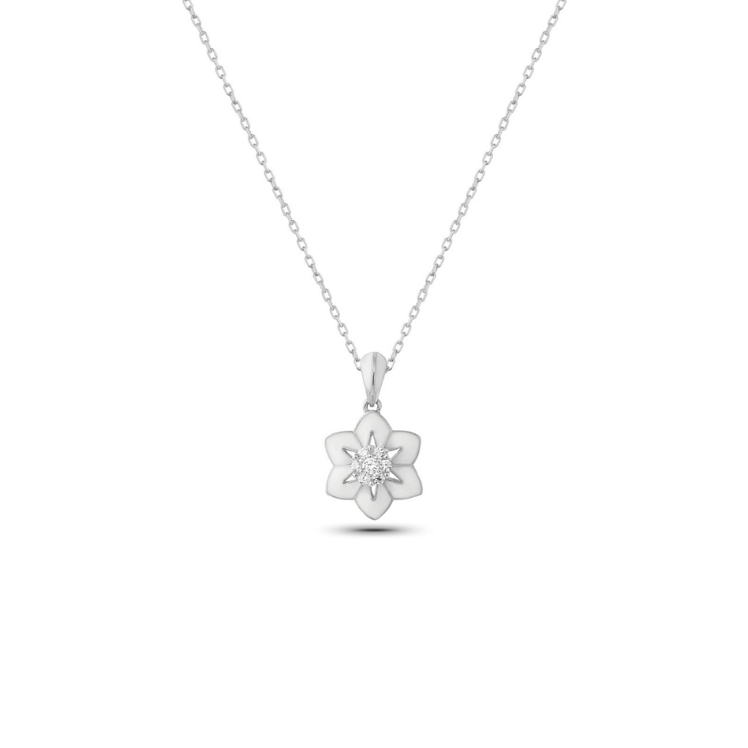 Flower Symbol Necklace Silver