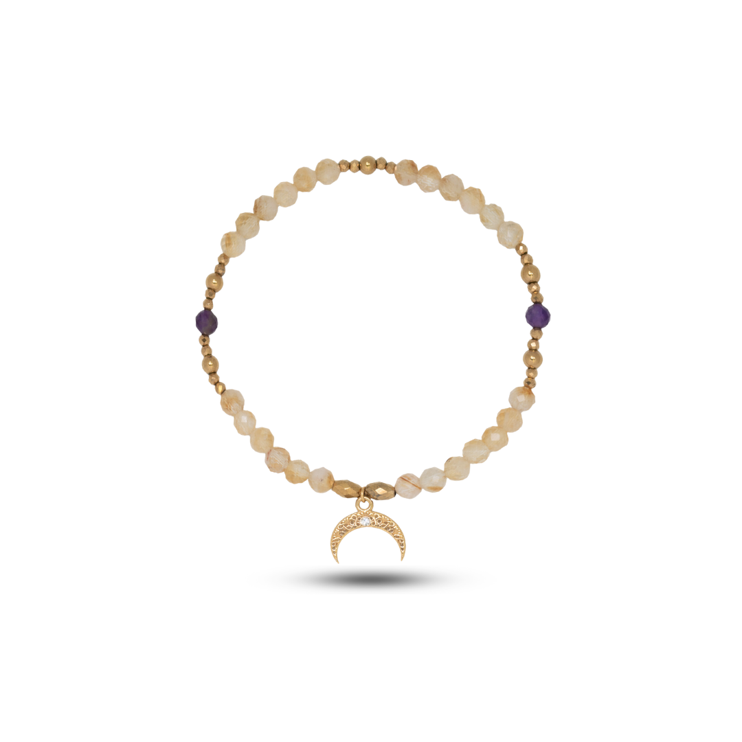 Moon Symbol Citrine Bracelet (17 cm)