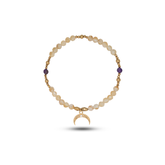 Moon Symbol Citrine Bracelet (17 cm)