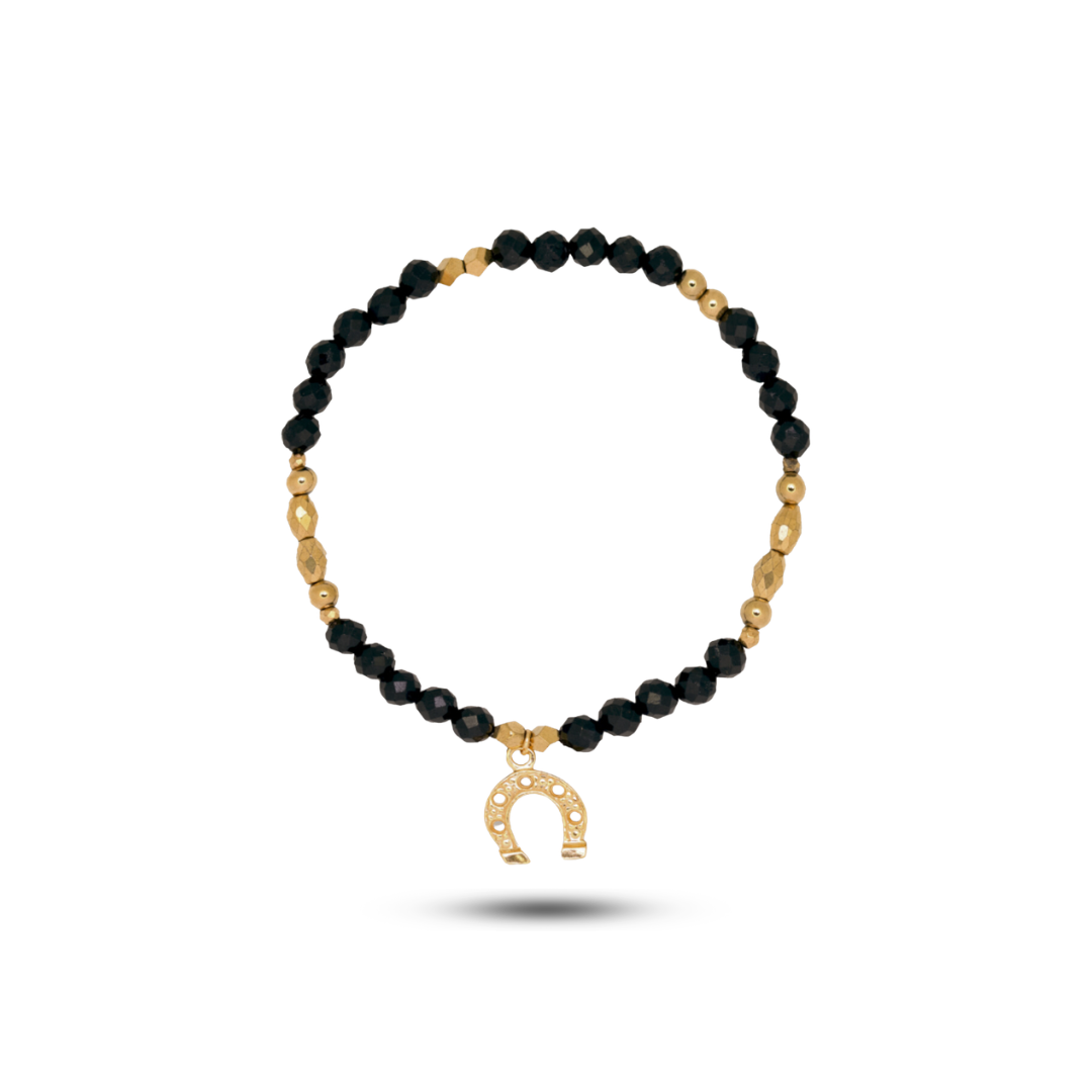 Horseshoe Symbol Black Tourmaline Bracelet (17 cm)