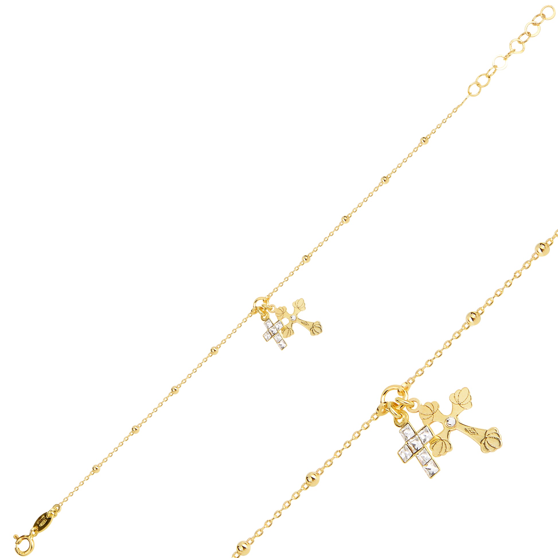 cross symbol, protection, faith, Swarovski crystal, silver, gold
