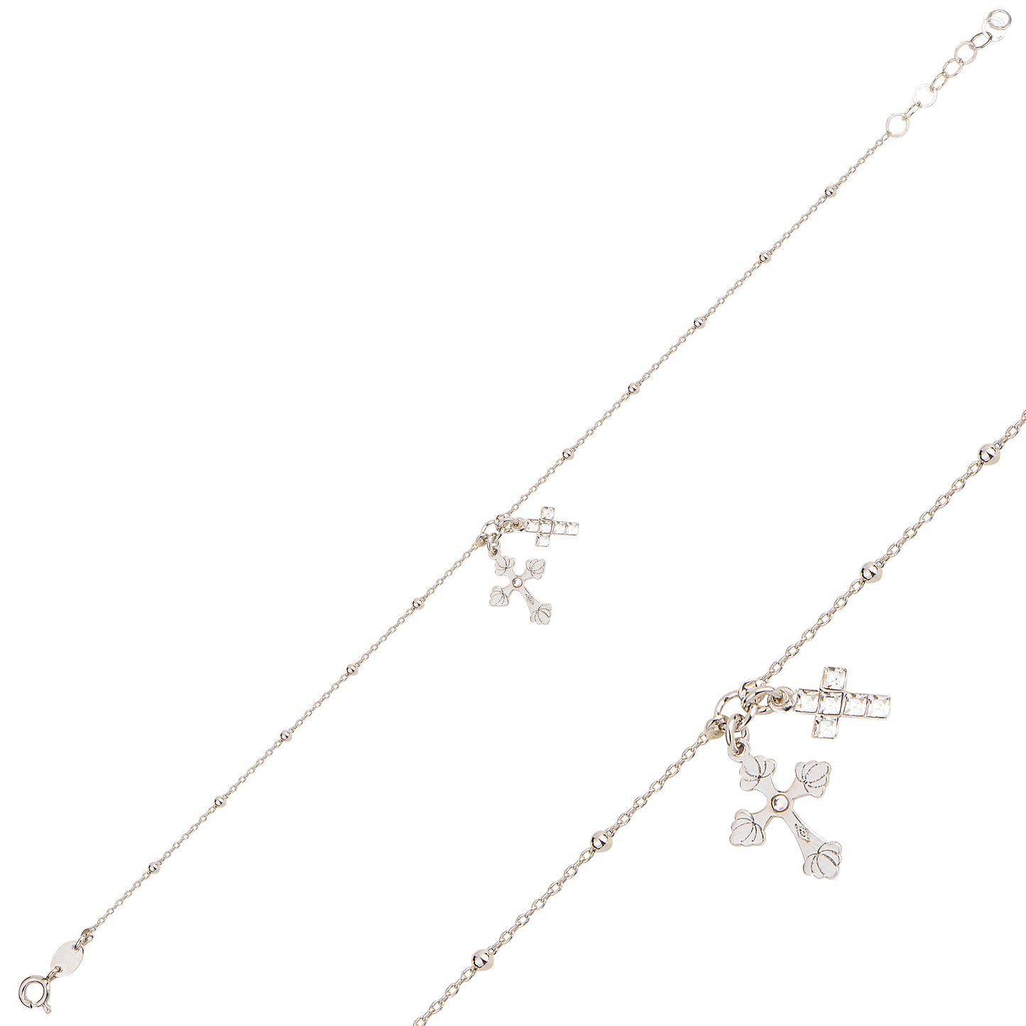 cross symbol, protection, faith, Swarovski crystal, silver