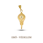 Evil Eye symbol pendant with turquoise gemstone, 925 sterling silver, gold-plated