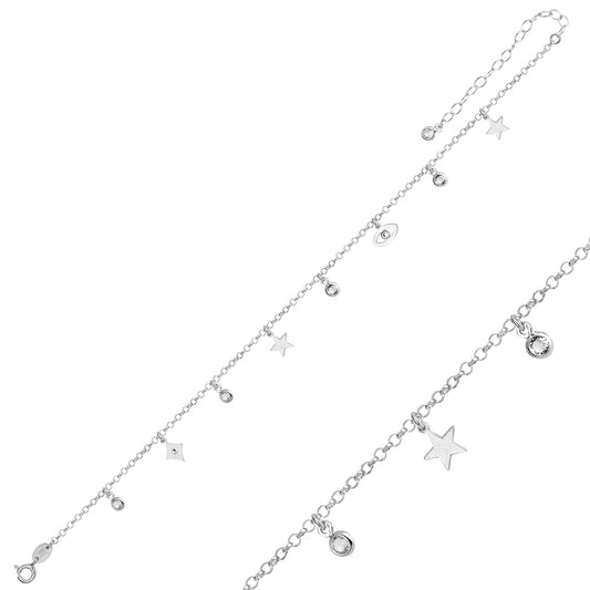 evil eye, symbol, protection, star, Swarovski crystal, silver