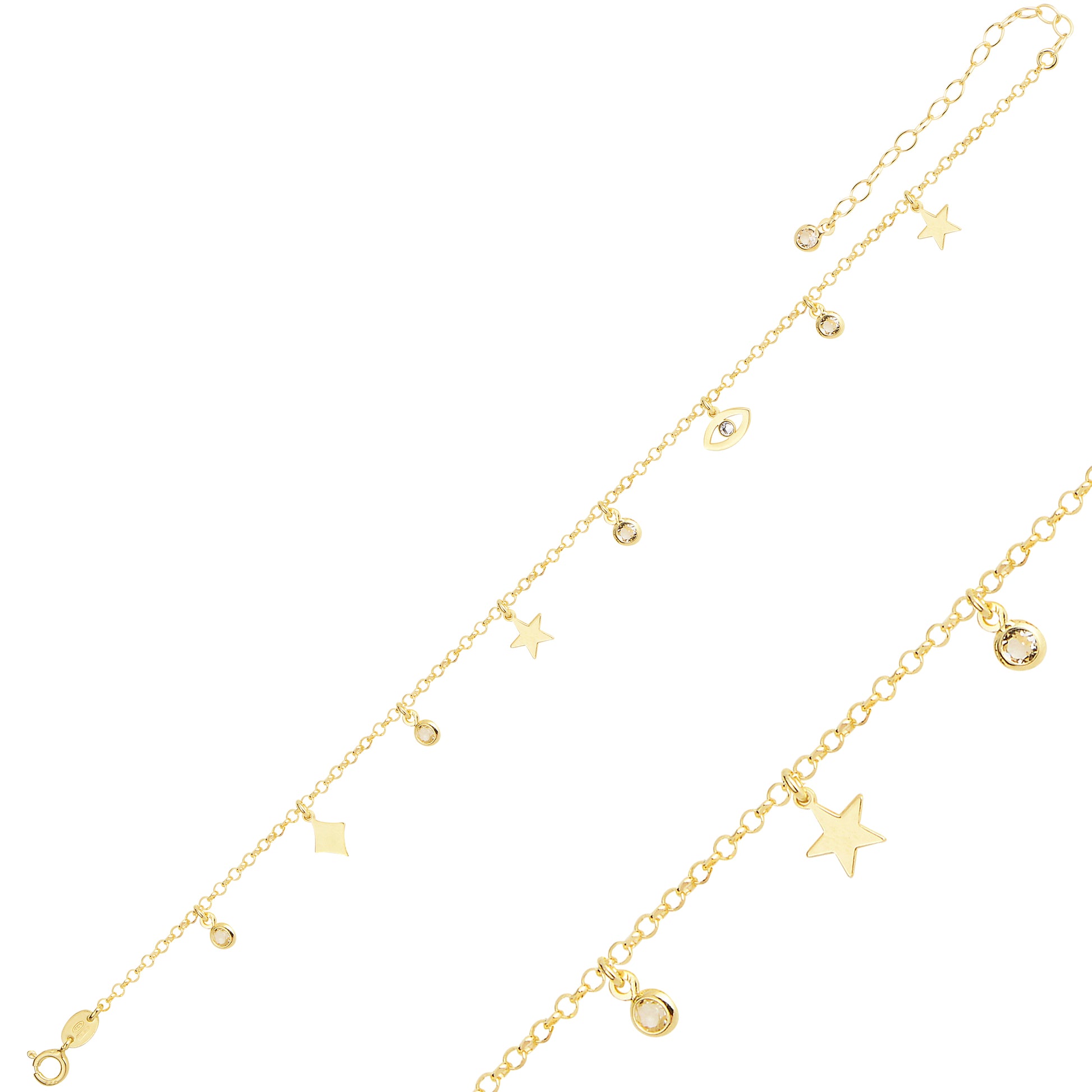evil eye, symbol, protection, star, Swarovski crystal, silver, gold