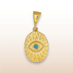 Evil eye pendant, 925 sterling silver, gold plated, spiritual, jewelry, Mystique Karma