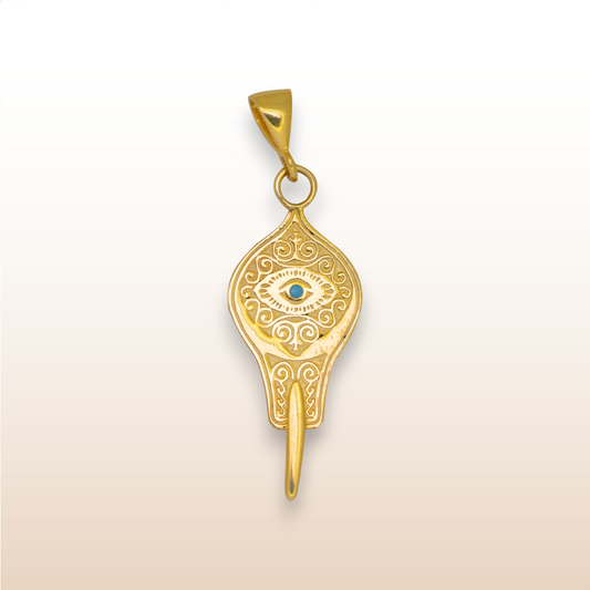 Evil eye fraternity pin pendant, 925 sterling silver, gold plated, spiritual, jewelry, Mystique Karma