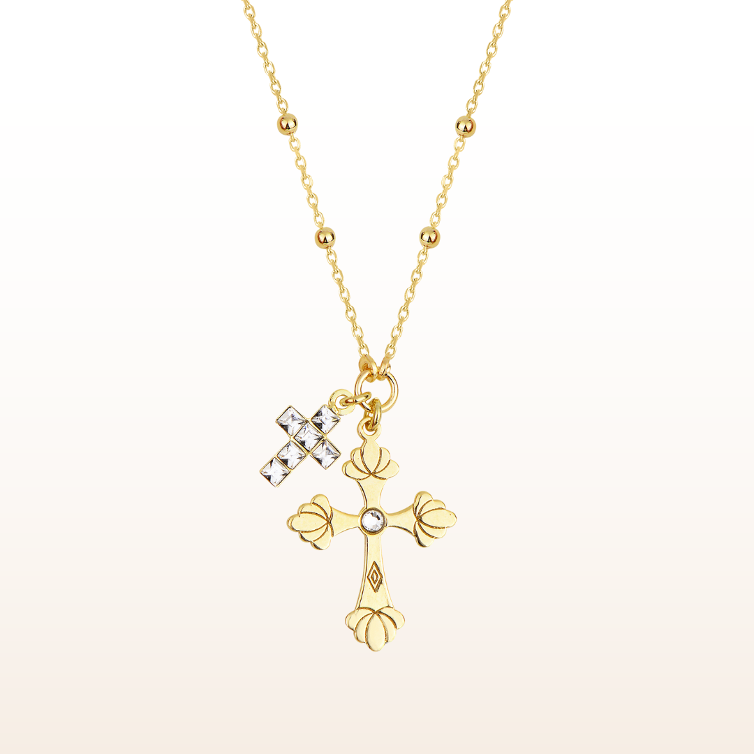 Radiant Faith 🪬 Double Christian Cross Necklace