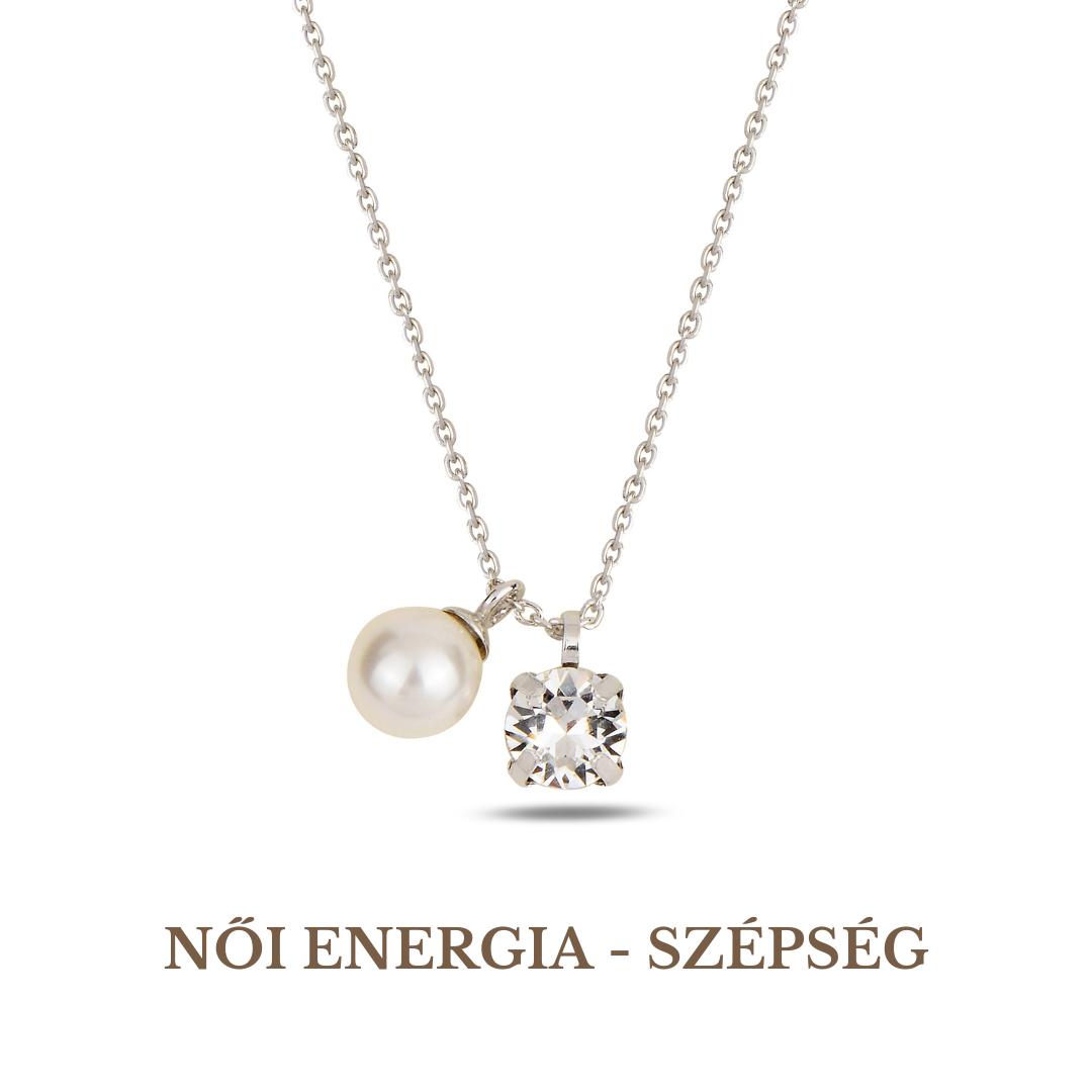 Gyöngy, Swarovski Kristály Nyaklánc Ezüst