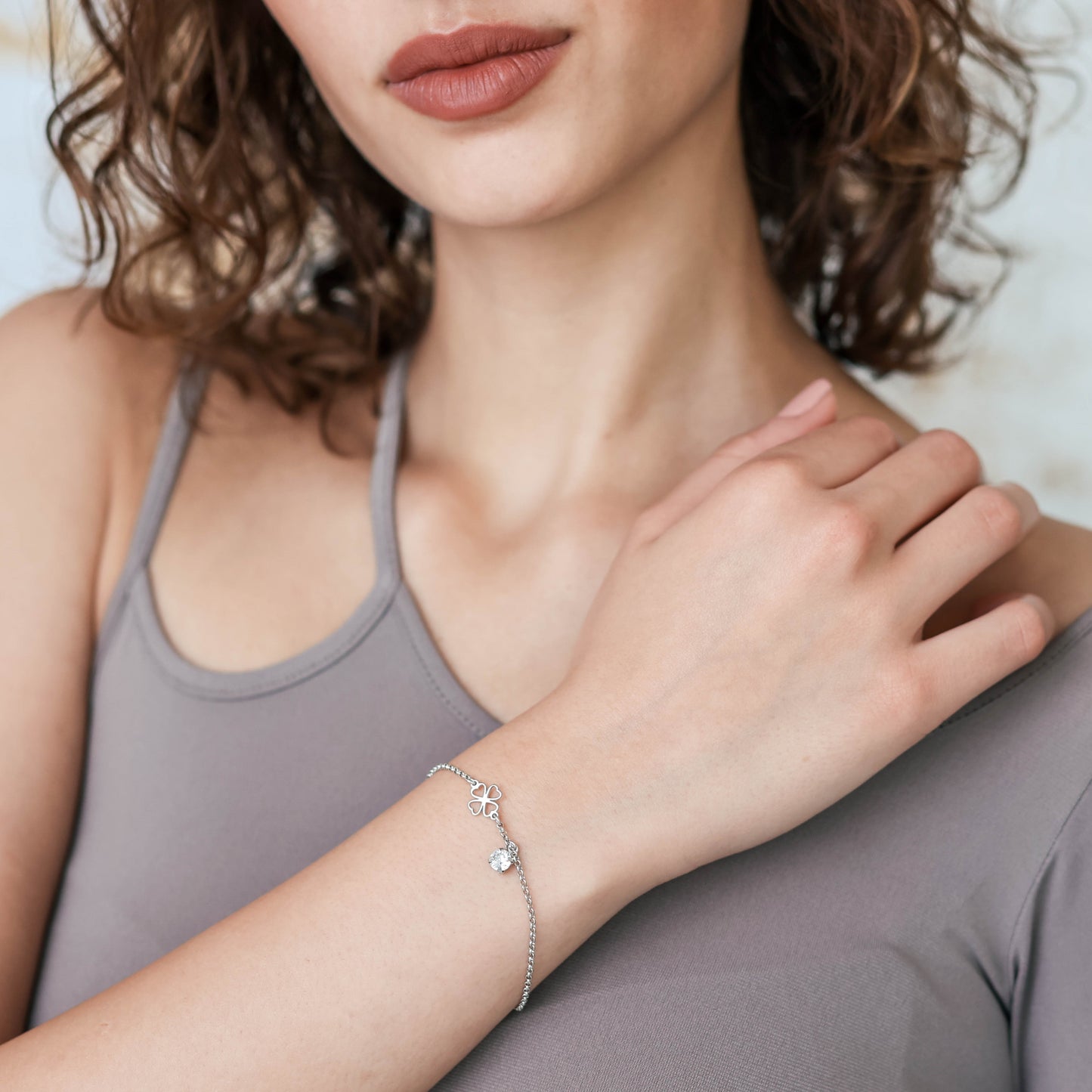 Lucky Charm 🪬 Four Leaf Clover Silver Bracelet